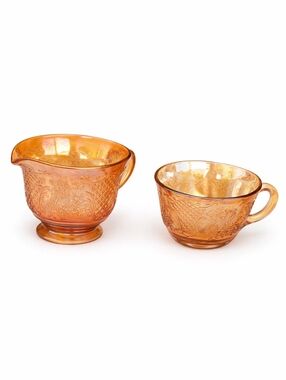 Vintage carival glass‎ sugar & creamer set